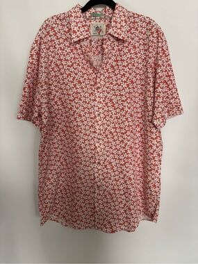 Marti Kat Short Sleeve Button Up Collared Floral Vacay Shirt Men's Size XL